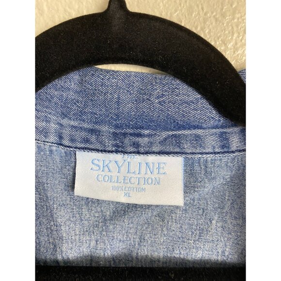 Skyline Collection Blue Sleeveless Button Up Denim Top Women size XL Classic - Picture 11 of 15